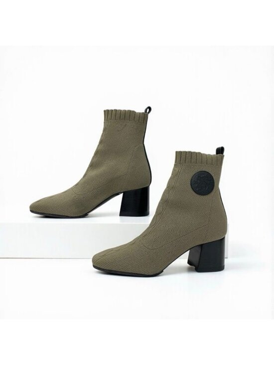 Hermes Black Knit Fabric Volver 60 Ankle Boots Size 6.5/37  Hermes Volver Boots Short Shoes Fabric Leather Khaki Black Knit Exlibris